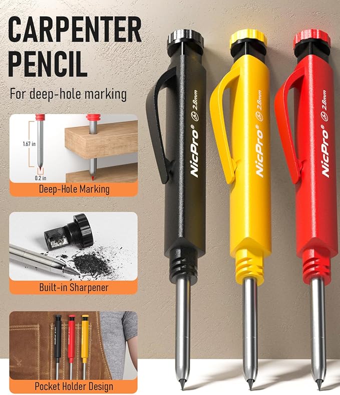 Nicpro 3 Pack Carpenter Pencil Set - Image 2