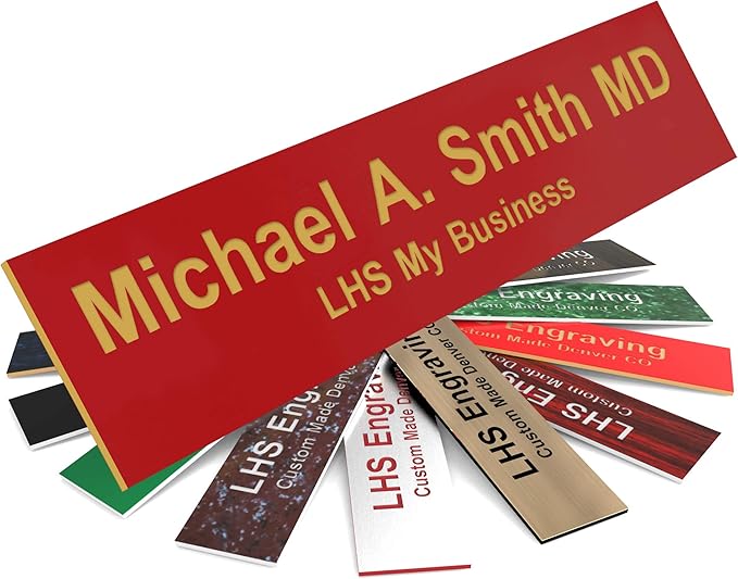 Engraved Name Plates for Door Sign Personalized Red Plastic Plaque by LHS+My+Business