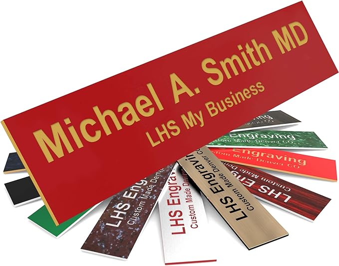 Engraved Name Plates for Door Sign Personalized Red Plastic Plaque by LHS+My+Business