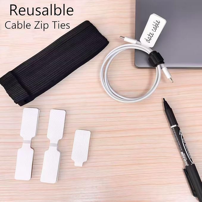 80-Pack Reusable Cable Labels & Cord Ties Kit – Write-On Wire Labels, Snap Ties - Image 7