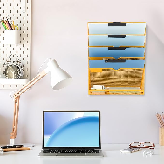 EASEPRES 6 Tier Mesh Hanging Wall File Organizer, Desk Vertical Mail Paper - Image 6