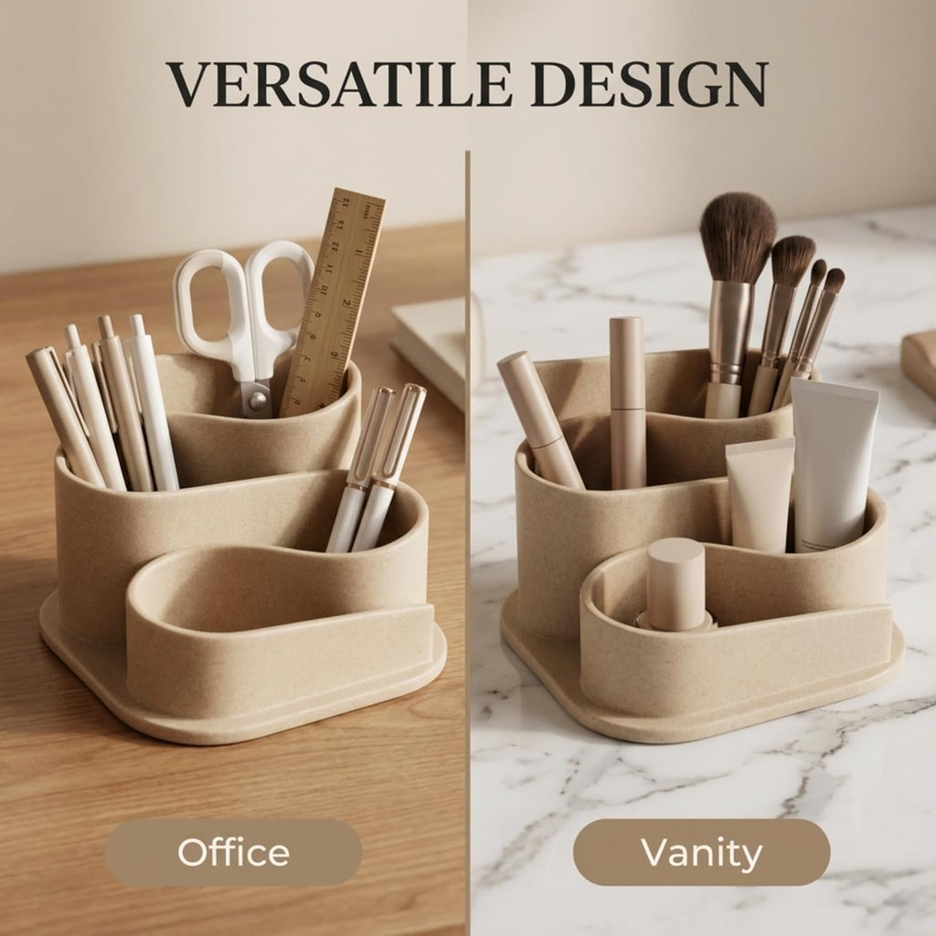OAKOA Aesthetic Desk Organizer - Modern Desk Accessories - Boho Pen Holder | Beige Aesthetic Desk Accessories - Modern Cute Desk Organizer - Neutral Boho Desk Accessories - Desk Essentials for Women