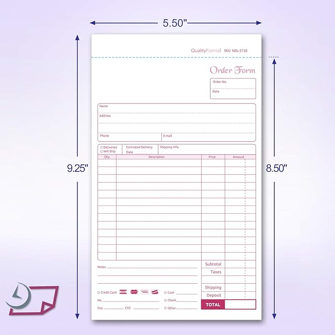 NextDayLabels - NCR Carbonless Order Forms, Bound Wraparound Cover, 50 Sets per - Image 2