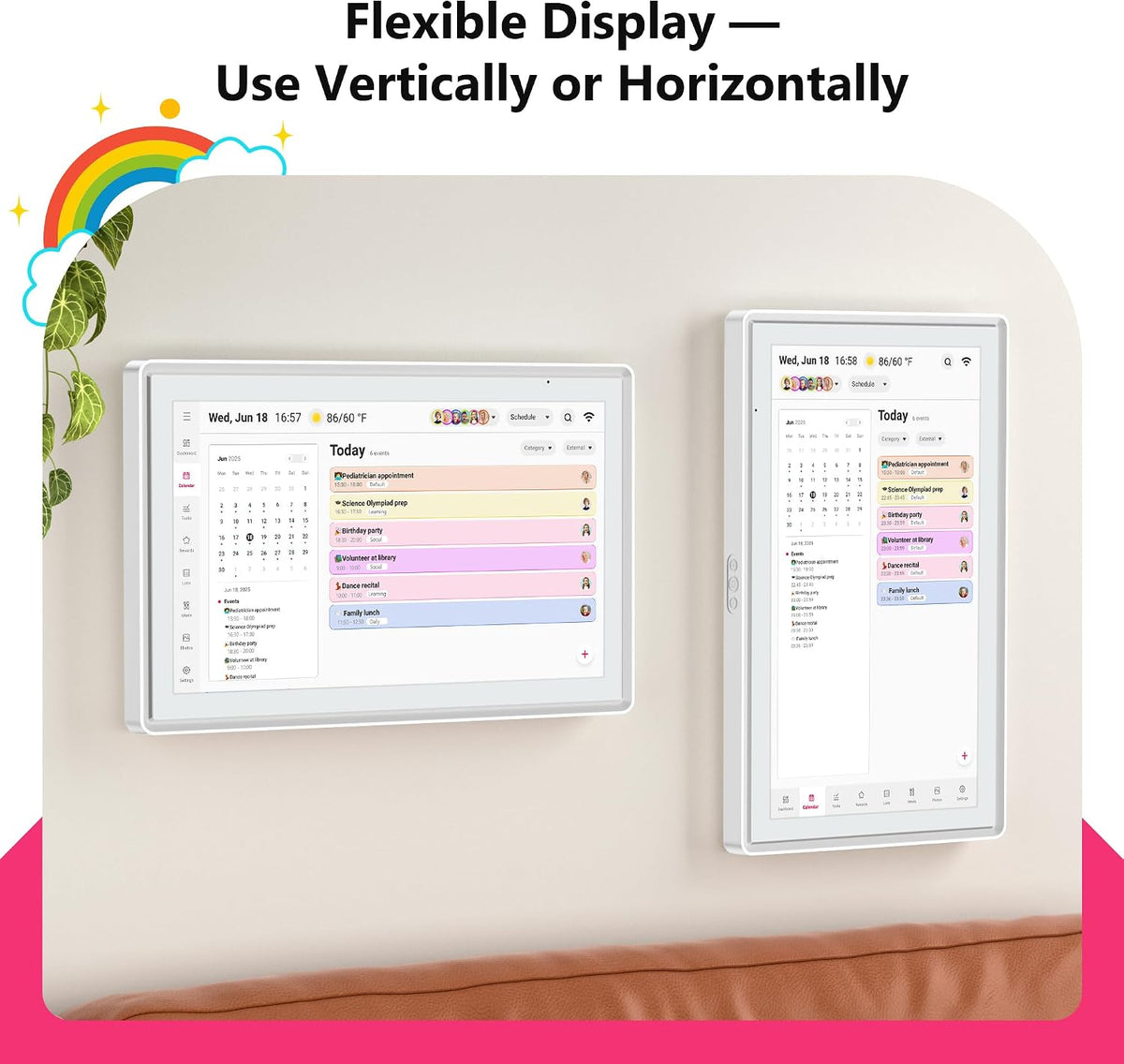 21.5" Family Digital Touchscreen Calendar for Chore & Meal Planning