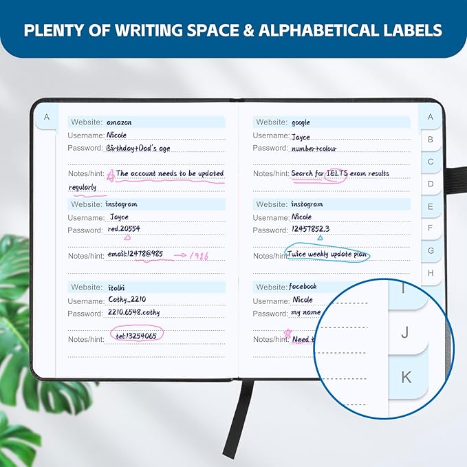 Password Keeper Book with Alphabetical Tabs，4.3"x5.7" Small Password Books - Image 3