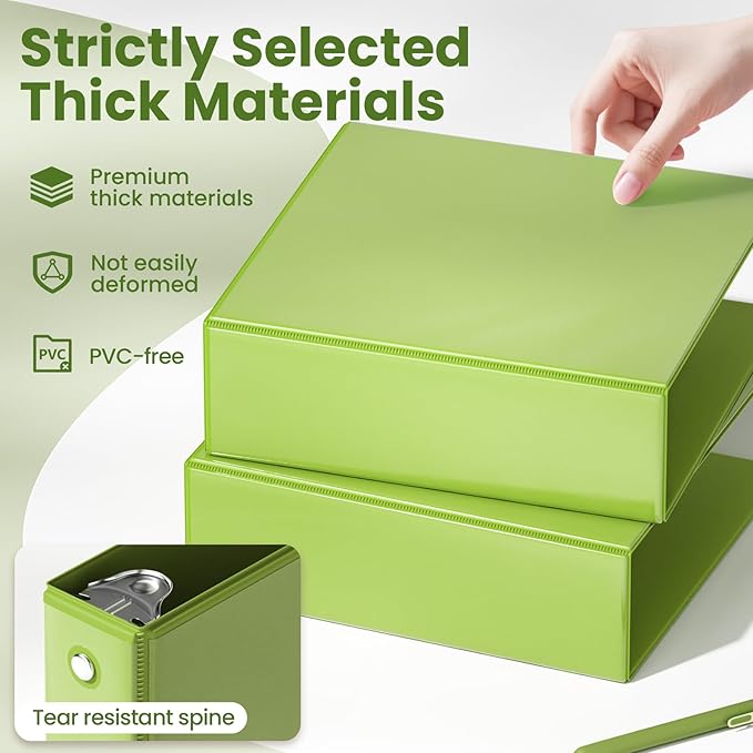 SUNEE 3 Ring Binder 3 Inch 1 Pack, Tender Green - Image 4