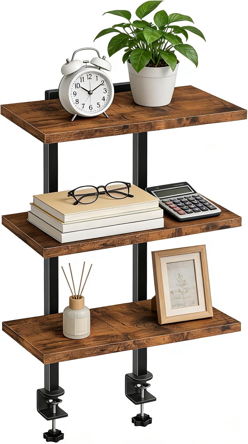 MAHANCRIS Clamp On Desk Organizer, 3-Tier Desktop Bookshelf, Adjustable Desk ...