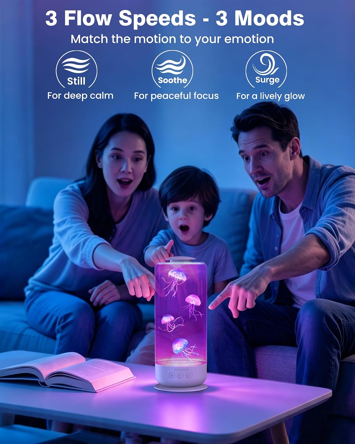 Jellyfish Lamp Quiet Calming Night Light for Bedroom Decor Gift(White）