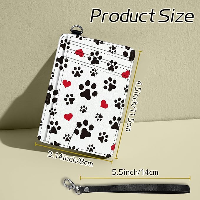 BWEGRHE Small Travel Wallets, Cute Dog Paw Prints Slim Minimalist Front Pocket - Image 2