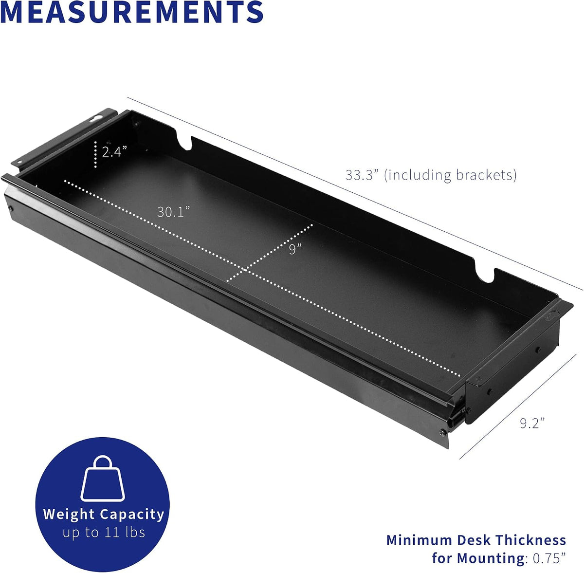 VIVO Under Desk 33 x 9 in Slide Out Storage Drawer