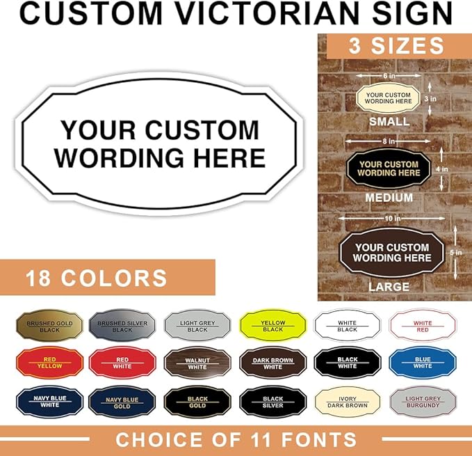 Custom Victorian Wall or Door Sign – Personalized Plastic Sign - Image 2