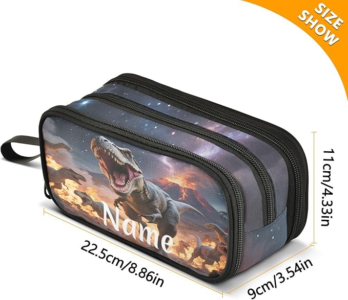 BOENLE Custom Dinosaurs Roar Pencil Case Box Boys Girls Personalized Name Large - Image 4