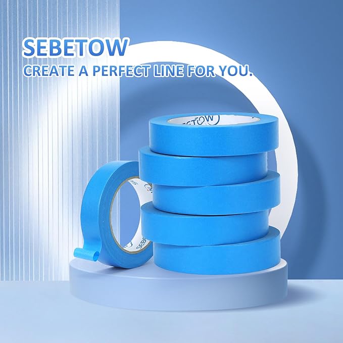 SEBETOW 10 Rolls Painters Tape 1 inch Bulk Painter Tape Blue Wide Roll - Image 3
