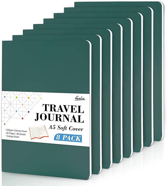 8 Pack Soft Cover Journal Bulk, Feela Notebooks College Ruled by feela