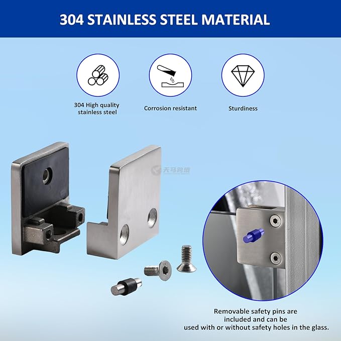 Glass Clamp－4PCS Adjustable Glass Shelf Bracket, 1/3 "-1/2 " 304 Stainless - Image 4