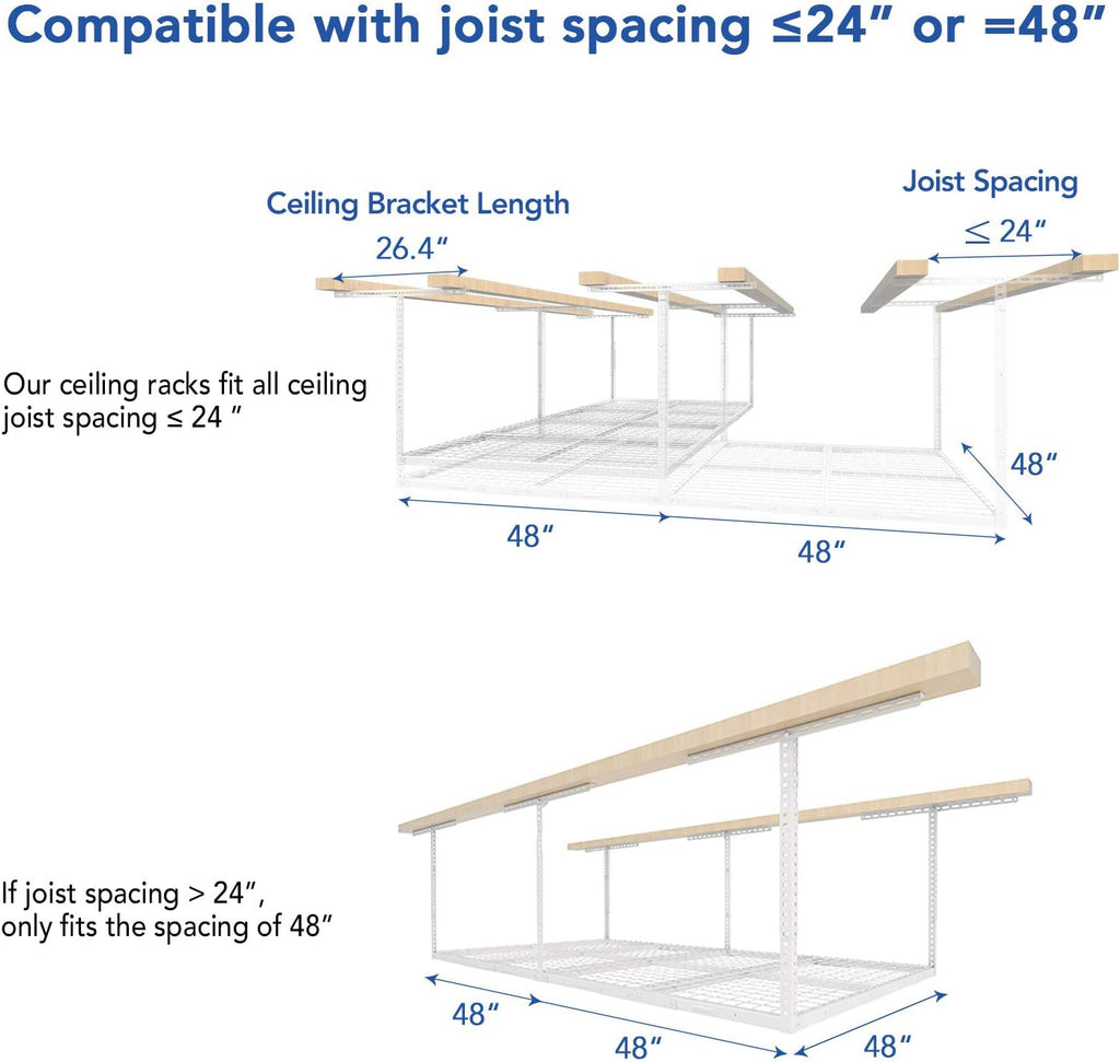 fleximounts 4x8 overhead garage ceiling storage rack organization, package contents