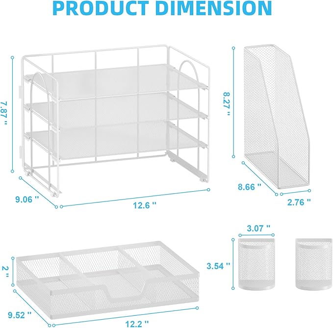 Marbrasse Desk Organizer and Accessories，4-Tier Paper Letter Tray Organizer - Image 4