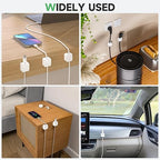 6 White Magnetic Cable Clips, Under Desk Cable Management, Cord Holder - Image 3