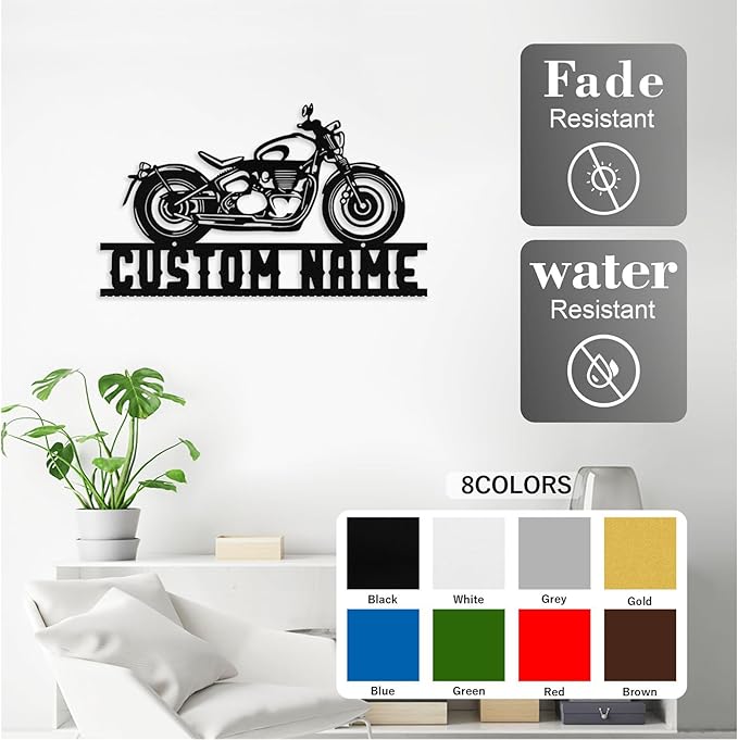Custom Motorcycle Metal Sign Personalized Biker Name Sign Motorcycle Wall Art - Image 4