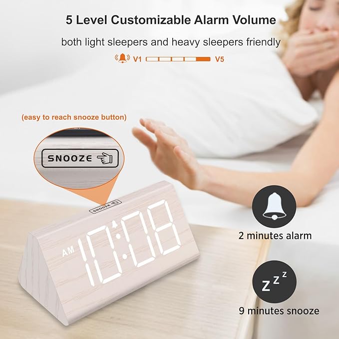DreamSky Wooden Digital Alarm Clock - Image 7