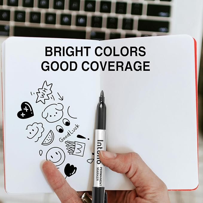 INTUNO Permanent Markers, Fine tip, Oil-Based Permanent Markers, Waterproof and - Image 6
