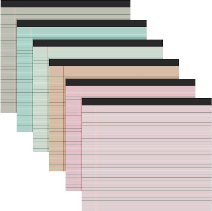Lincia 6 Pcs 11" x 9.5" Legal Pads College Ruled Notepad Landscape Notebook by Lincia