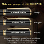 BEILUNER Black Personalized Fountain Pen, Stunning Luxury Lacquer, 24K Gilded - Image 2