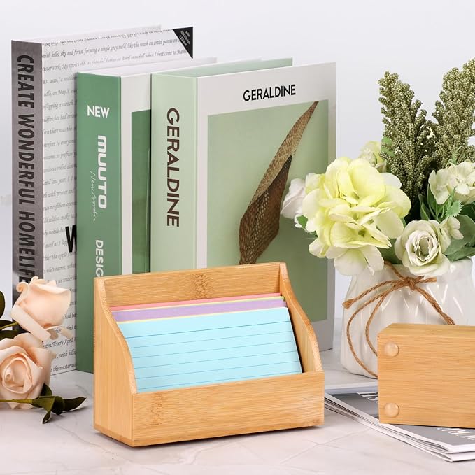SHIQIKEJIPTY 2 Pack Index Card Holder 3X5 Inch Wood Index Card Box - Image 5