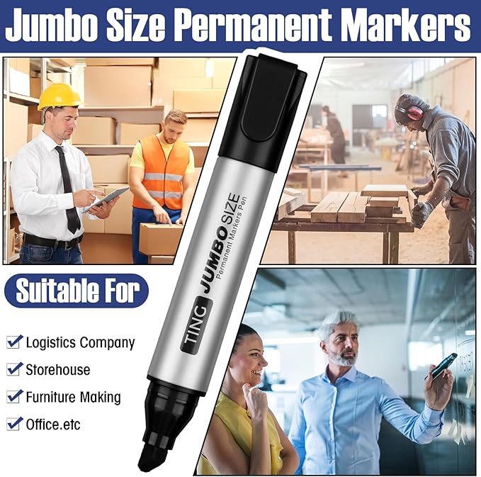 Fuutreo 16 Pcs Jumbo Size Permanent Markers Bulk Large Chisel Tip Permanent - Image 6