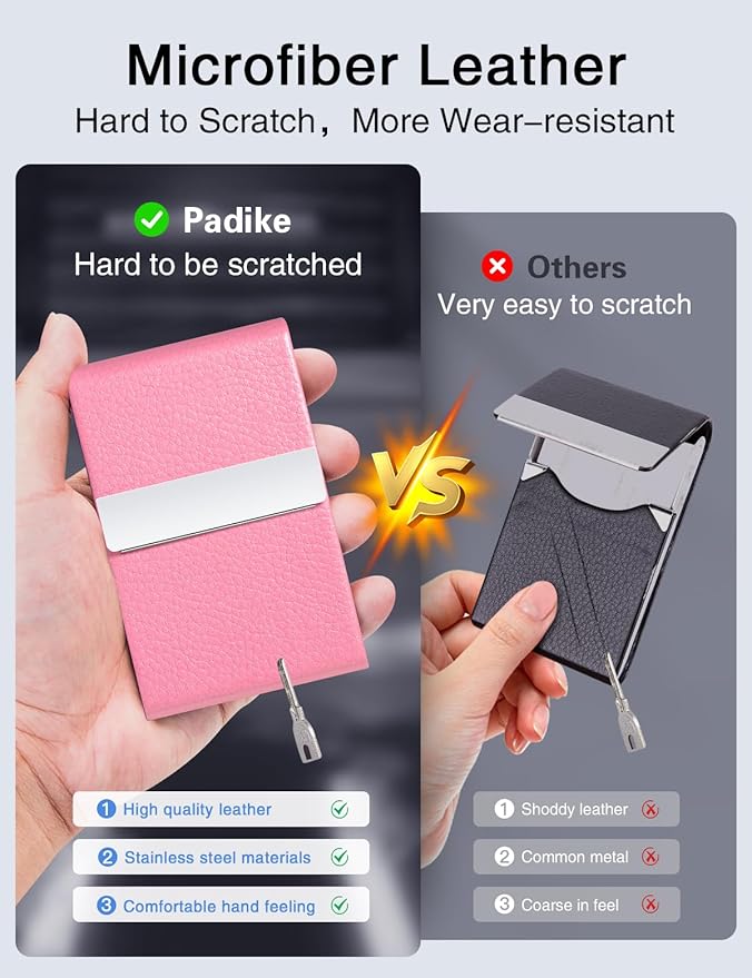 Padike Professional Business Card Holder PU Leather Business Card Case Name - Image 3