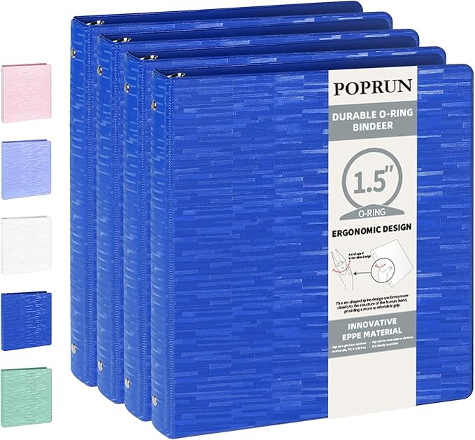 POPRUN 3 Ring Binder 1.5 Inch, Holds 325 Sheets of 8.5 x 11 Paper, Extra by POPRUN