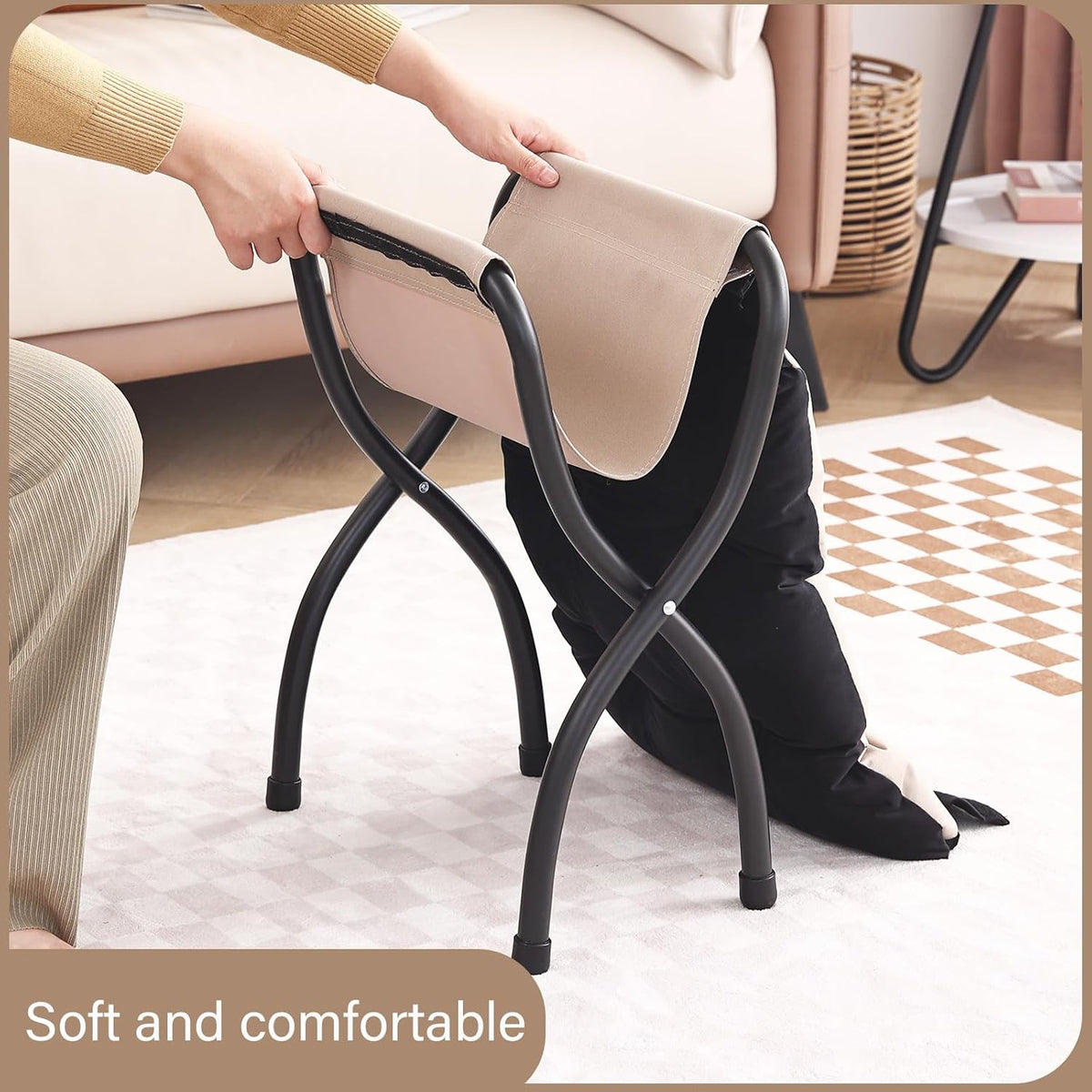 LITA Folding Ottoman, Foldable Footrest Stool, Portable Small Foot Stool for ...