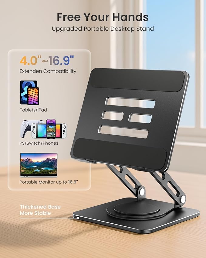 LOXP Adjustable Tablet Stand, 360 Rotating iPad Stand - Image 2