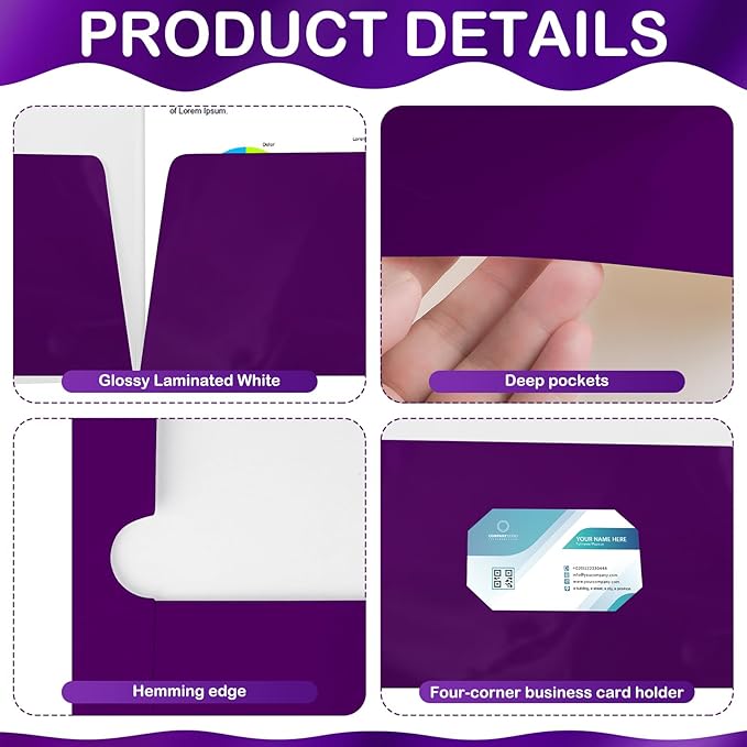 Yeaqee 200 Pack 2 Pockets Glossy Laminated Paper Folder First Day of School - Image 3