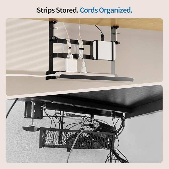 YECAYE Under Desk Cable Management Tray, All-Metal Clamp-Mount Cable Management - Image 2