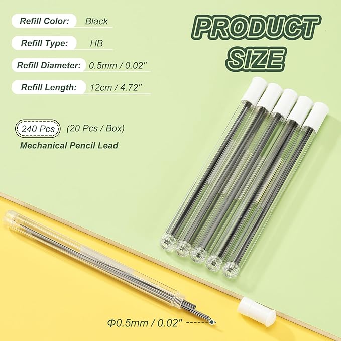 PATIKIL 240Pcs HB Mechanical Pencil Lead, 0.5mm Black Lead Refill Break - Image 2
