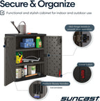 suncast 30" heavy-duty resin garage cabinet, lockable, dark, front angle view