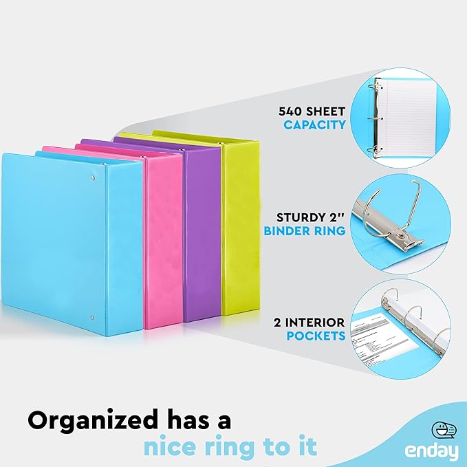 2 Inch Binder 3 Ring Binders, Slant D-Ring 2” Clear View Cover - Image 3