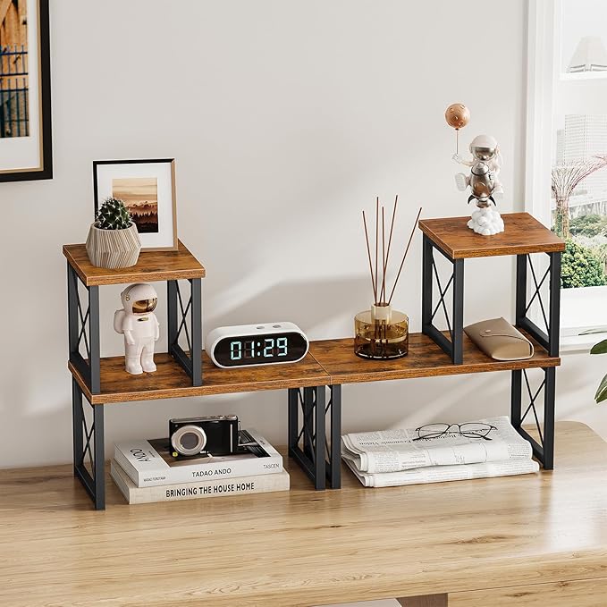 Honiter 2 Sets Desk Shelf, Desktop Organizer Shelf, 2 Tier Independent - Image 4