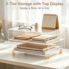 2+1 tier paper letter tray,acrylic desk organizer with, close-up detail