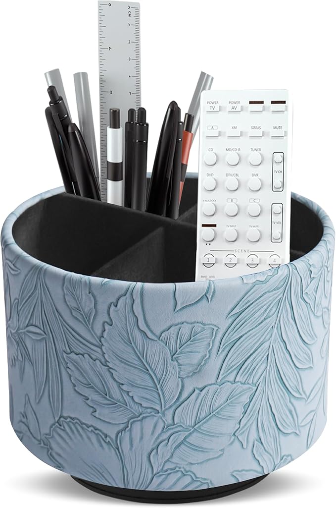 Hennaja Round Leather Art Supply Organizer, Remote Control Holder, 360 Degree by Hennaja