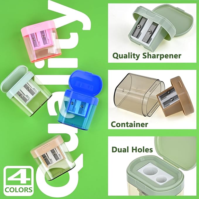 Small Pencil Sharpener for Kids, BOPART 24pcs Colored Pencil Sharpeners Manual - Image 3