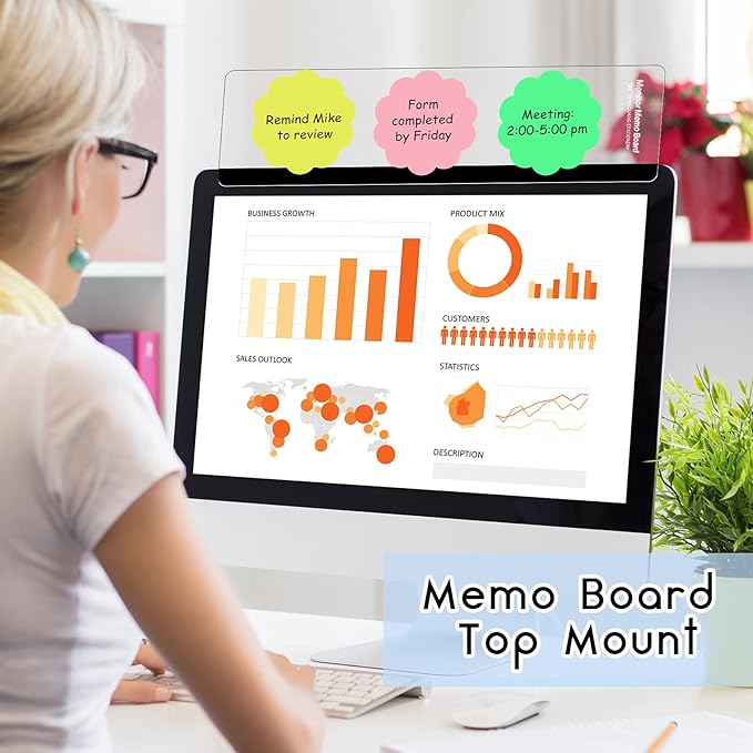 Zonon 4 Pieces Computer Monitor Notes Screen Monitor Memo Board Sticky Note - Image 5