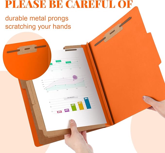 Skyygemm 12 Pcs Classification Folders Letter Size, 3 Divider Pressboard File - Image 4