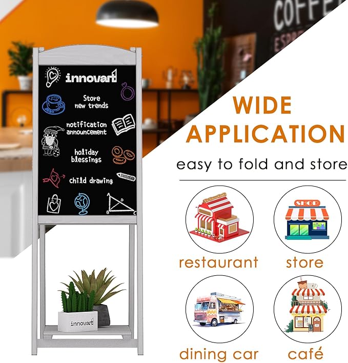 INNOVART Magnetic A-Frame Chalkboard Sign, Sidewalk Sign 45" x 17" - Image 9