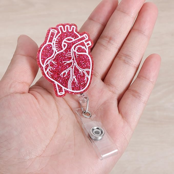 Anatomical Heart Badge Reel, Retractable ID Card Badge Holders, Medical Work - Image 2