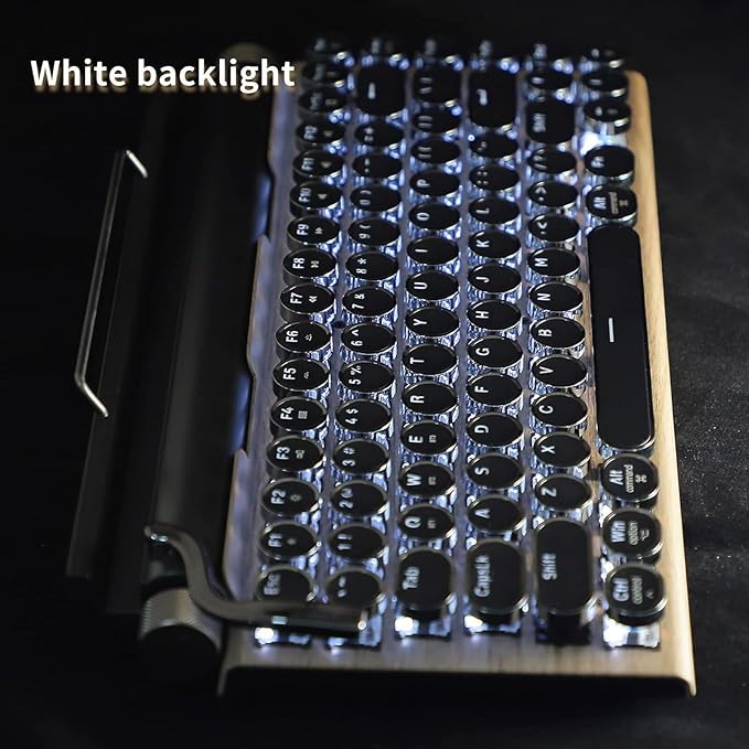 Adventurers Typewriter-Style Retro Mechanical Keyboard LED Backlight 83 Keys - Image 5