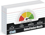 Chell Extra Heavyweight Ruled Index Cards 3x5 Inch, No Bleed-Through, Ruled by chell