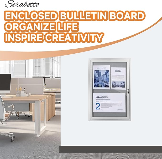 Enclosed Bulletin Board with Locking Door, Outdoor Bulletin Board Weatherproof - Image 7