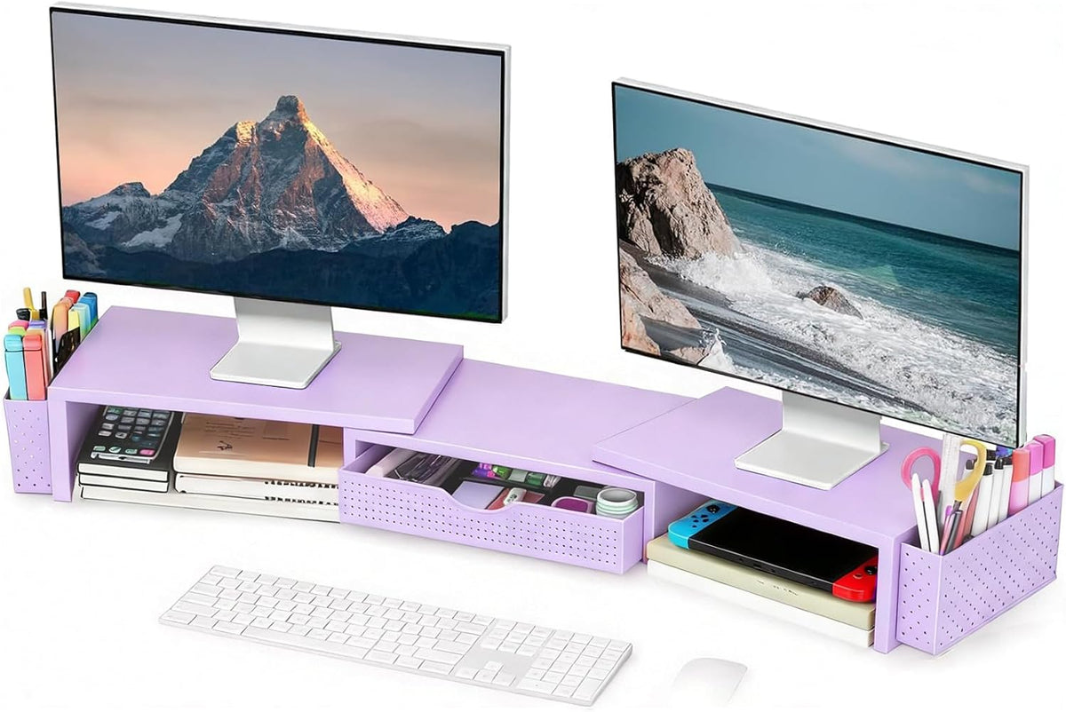 Spacrea Metal Desk Organizers and Accessories, Dual Monitor Stand Riser